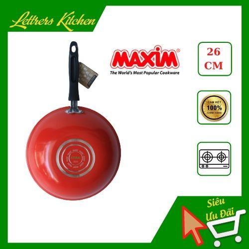 Chảo chống dính MAXIM cao cấp nhập khẩu 26cm, lòng chảo sâu, tay cầm dài, màu sắc nổi bật