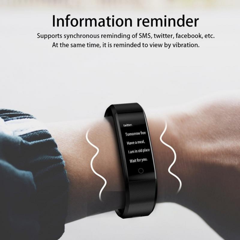 Đồng hồ thông minh 115Plus Đồng hồ đeo tay thể thao tương thích Bluetooth Vòng đeo tay đo nhịp tim Tập thể dục Vòng đeo tay 115 Smart Band Màu sắc: Xanh lam