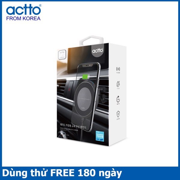 Bộ Sạc Nhanh Không Dây Ô Tô Xe Hơi Rapid Fast Car Wireless Charger 10W - Xoay 360 Actto MTA-21 HÀNG NỘI ĐỊA HÀN QUỐC CAO CẤP CHÍNH HÃNG