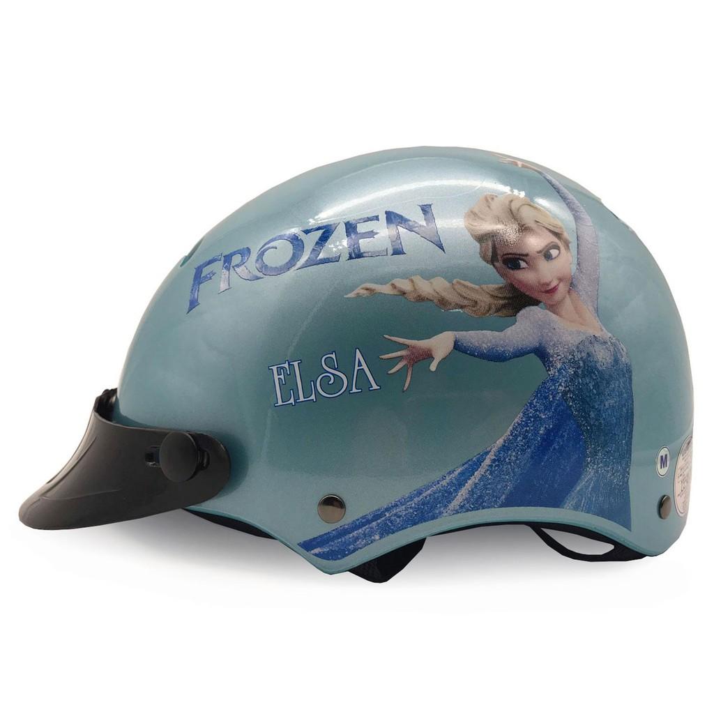 Nón Bảo Hiểm Trẻ Em Nửa Đầu Protec KITTY, Họa Tiết Nữ Hoàng Băng Giá Elsa xinh xắn, Siêu Thoáng Khí