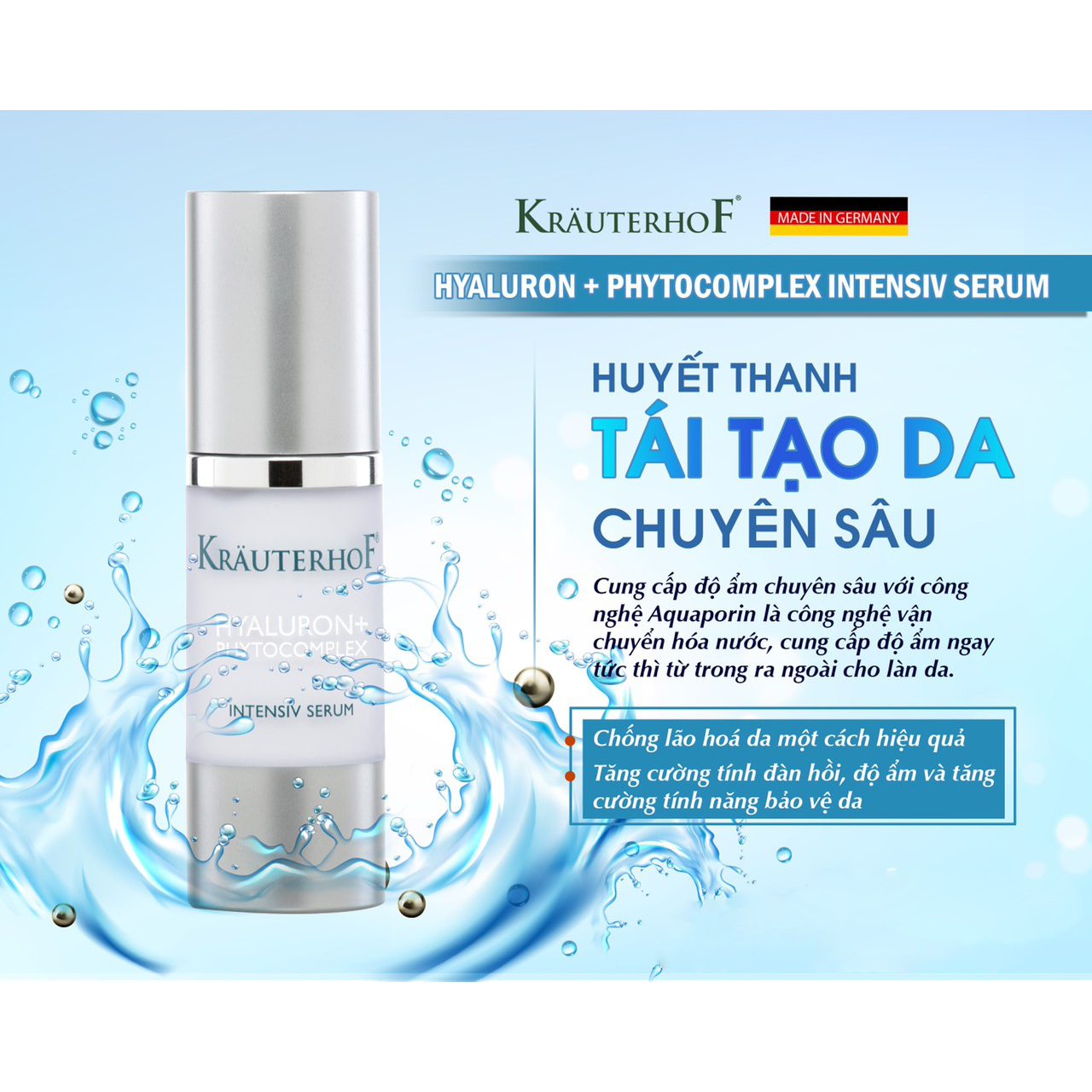 HUYẾT THANH CHỐNG LÃO HÓA TÁI TẠO DA CHUYÊN SÂU-HYALURON+PHYTOCOMPLEX INTENSIV SERUM – 30ML