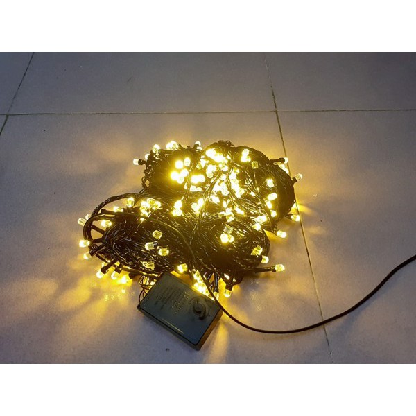Dây Đèn Led Dài 35M Trang Trí Hình Lục Giác Nhấp Nháy Màu Vàng Dây