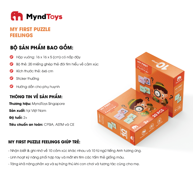 Đồ Chơi Xếp Hình MyndToys My First Puzzle - Feelings (Cảm xúc) Dành Cho Bé Trên 2 Tuổi