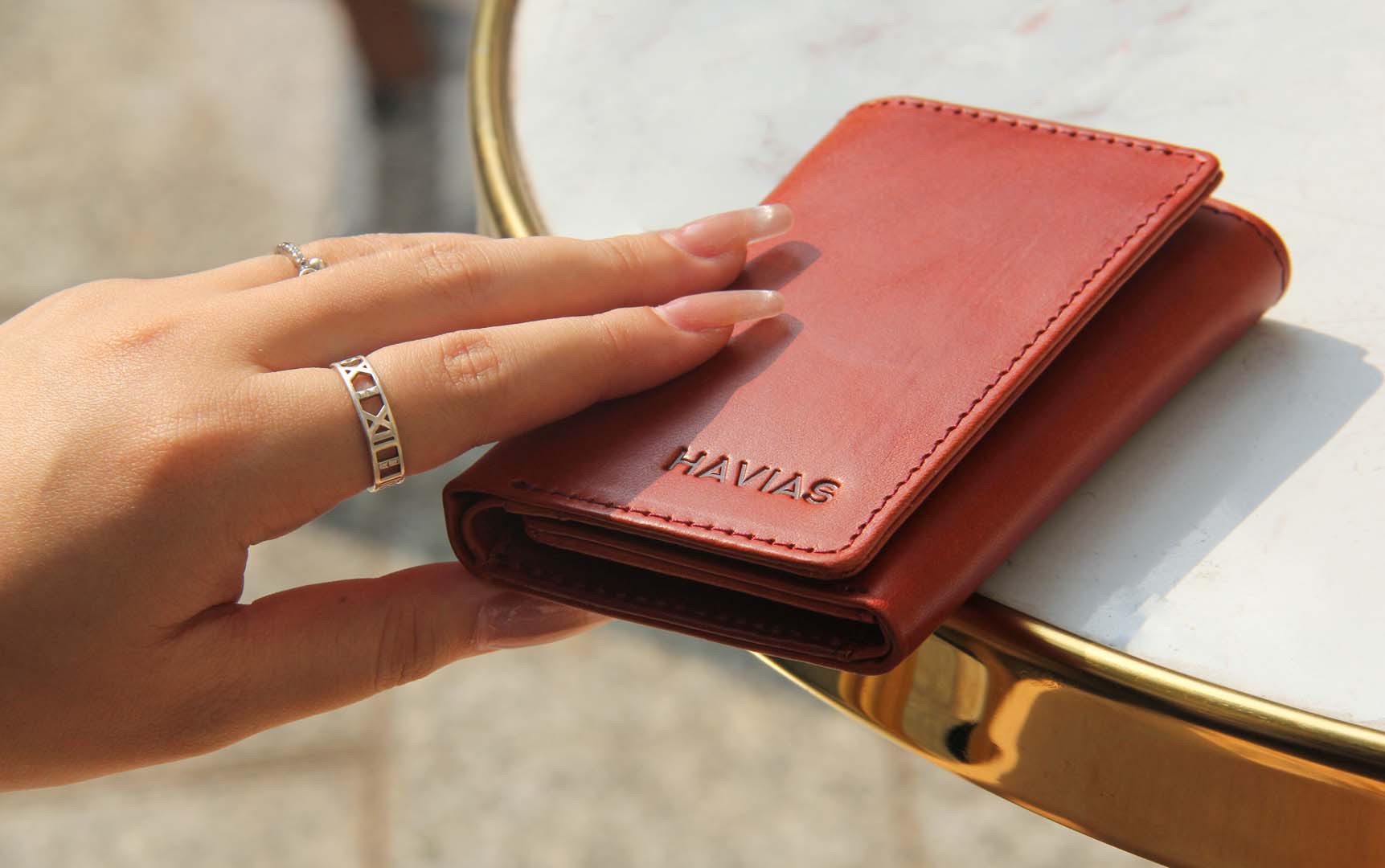 Ví gấp Heart3 Mini Handcrafted Wallet HAVIAS - Đỏ