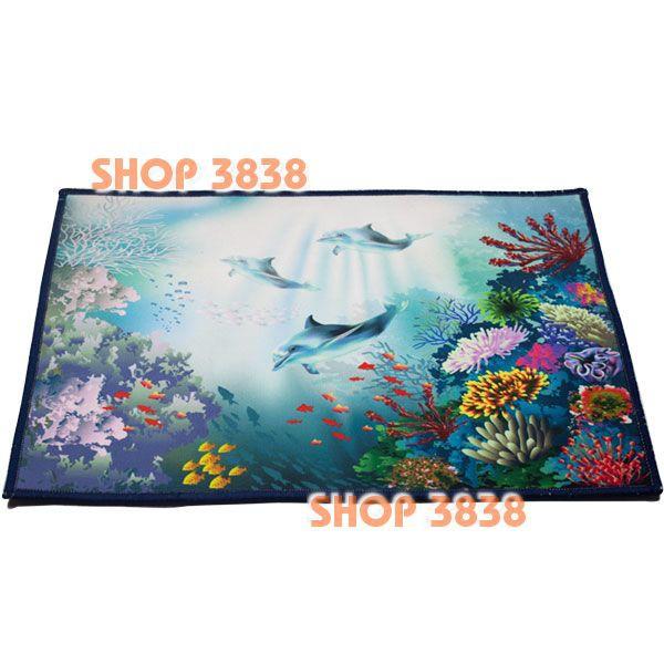 Thảm Lót Sàn Chùi Chân Họa Tiết 3D Cá Heo