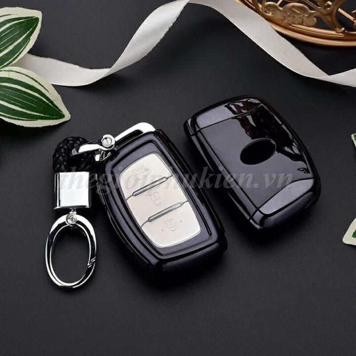 Ốp silicon bảo vệ chìa khóa xe Hyundai i10, Hyundai Elantra, Hyundai Tucson, Hyundai Santafe 2016-2018… kèm móc đeo INOX