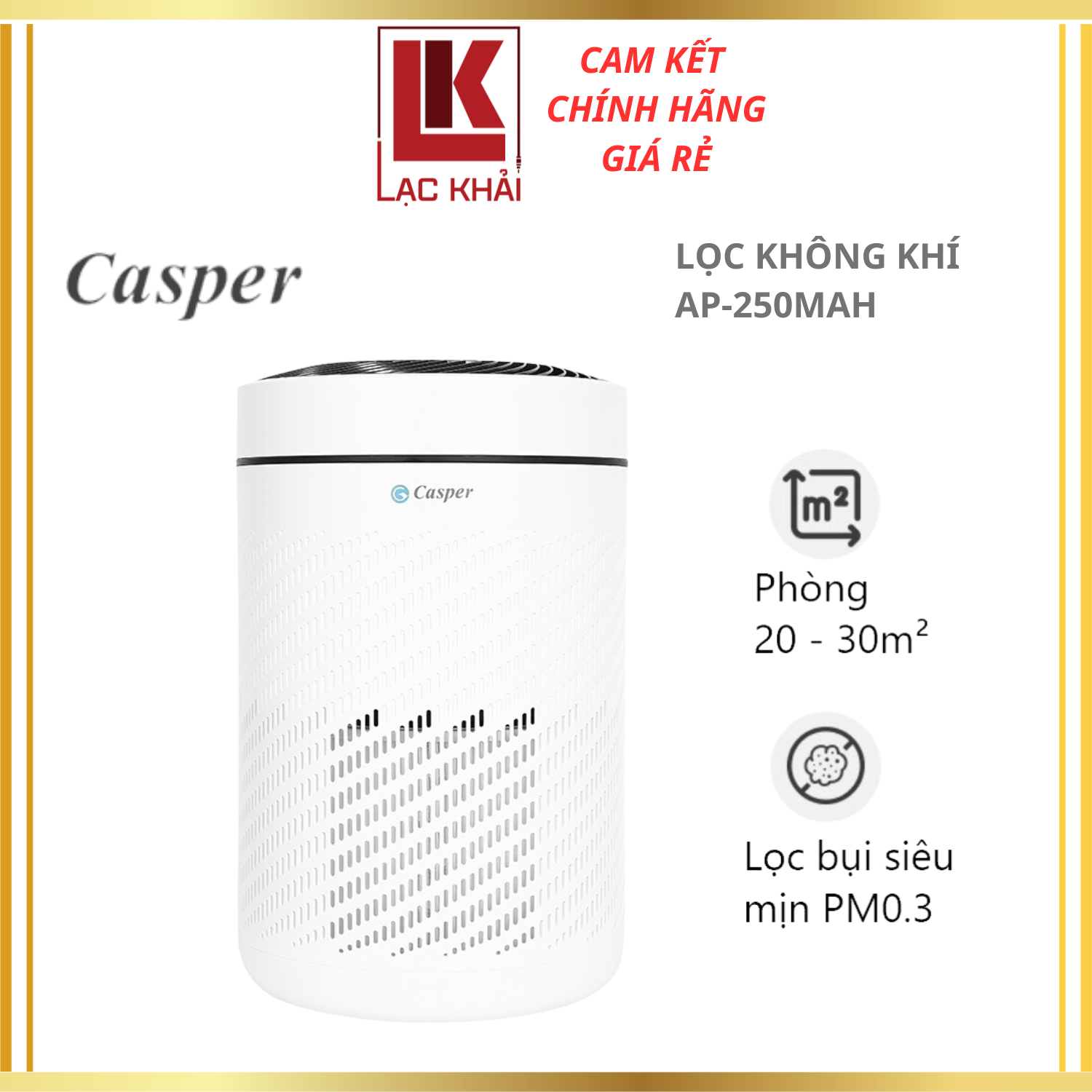 Máy lọc không khí Casper AP-250MAH 22W - Luồng khí 360 độ - Màng lọc HEPA - Hàng chính hãng - Bảo hành 36 tháng