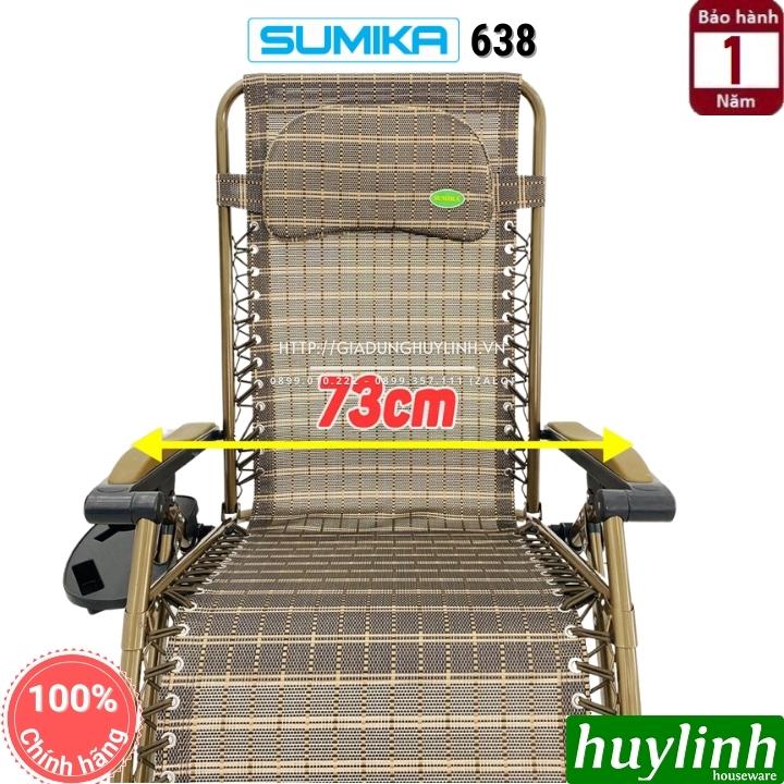 Ghế xếp gấp thư giãn Sumika 638 - Rộng 73cm - Tải trọng 300kg - Tặng khay để ly - Hàng chính hãng
