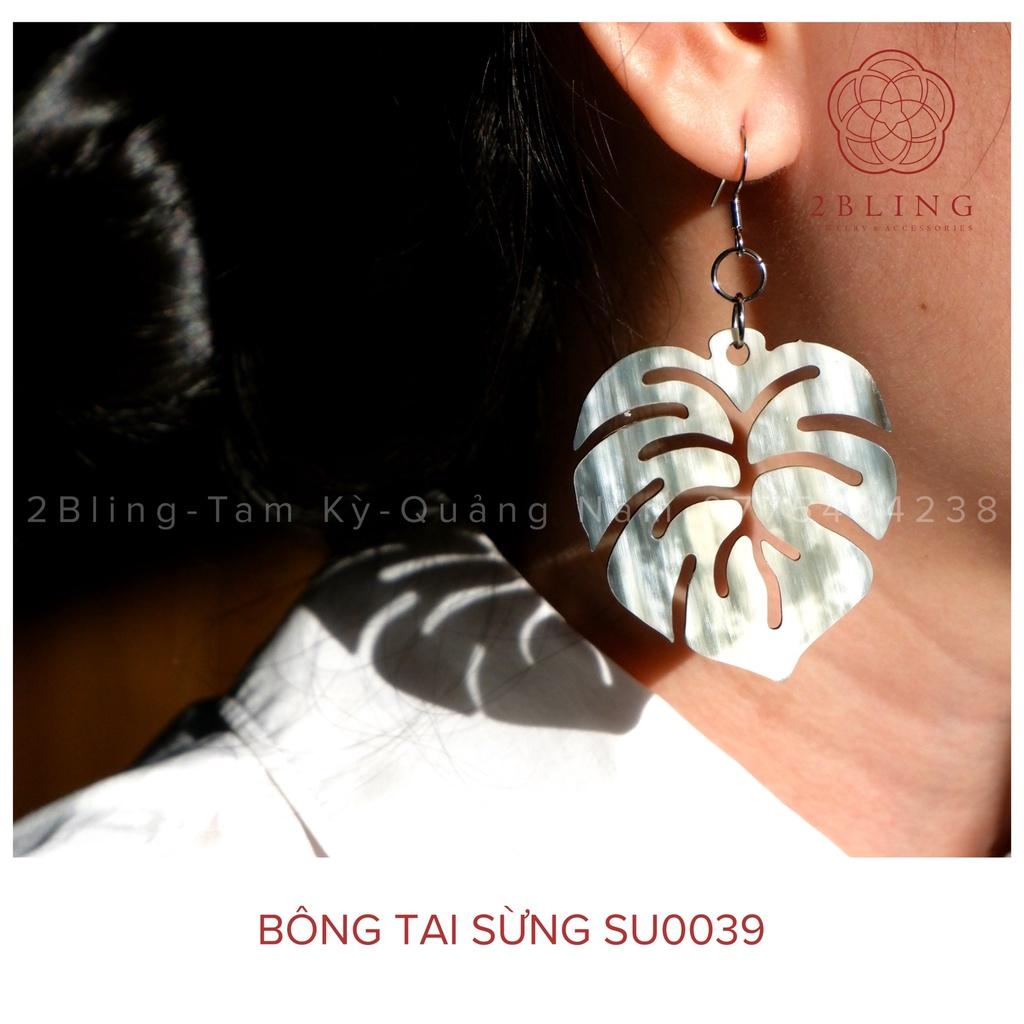 Bông tai sừng hình chiếc lá 2BLING thời trang SU0039