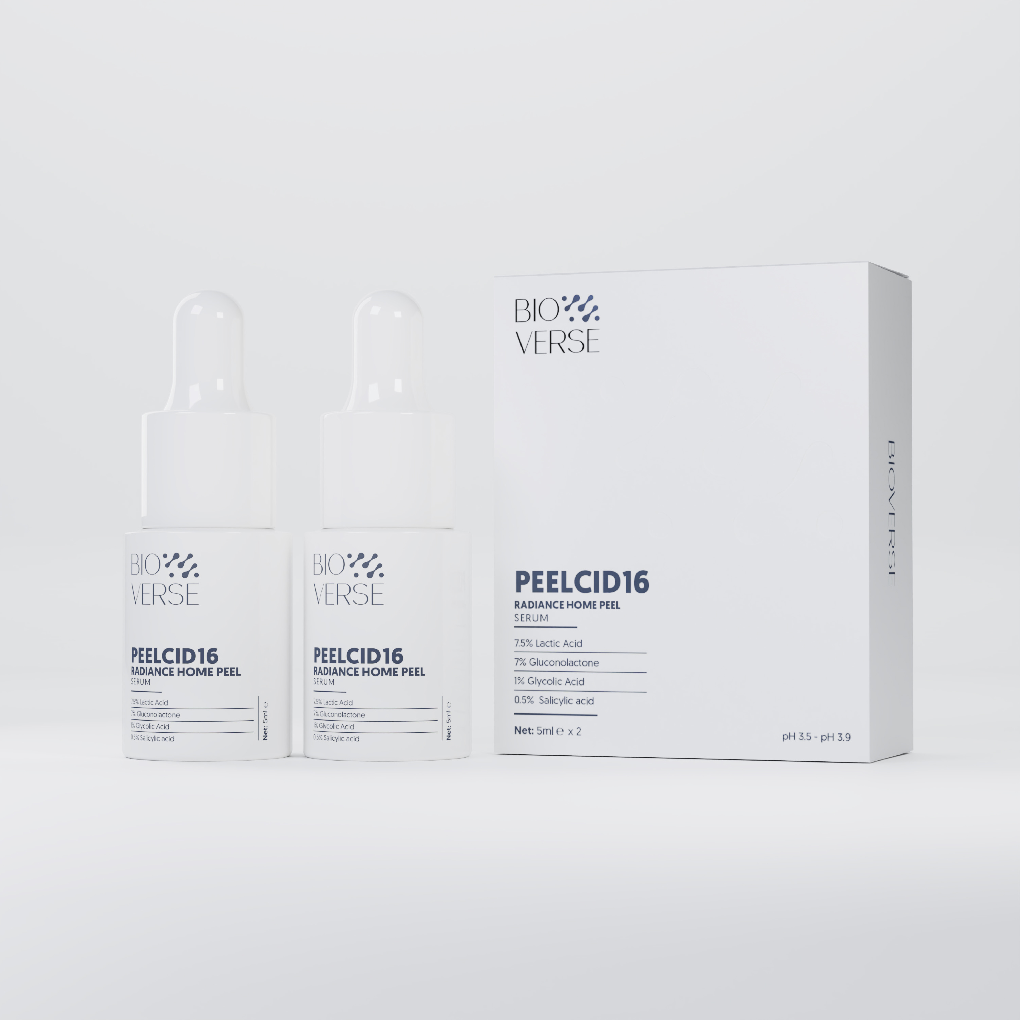 Tinh chất PEELCID16 Radiance Home Peel Bioverse hỗ trợ làm sạch sừng cũ, đều màu da (2x5ml)