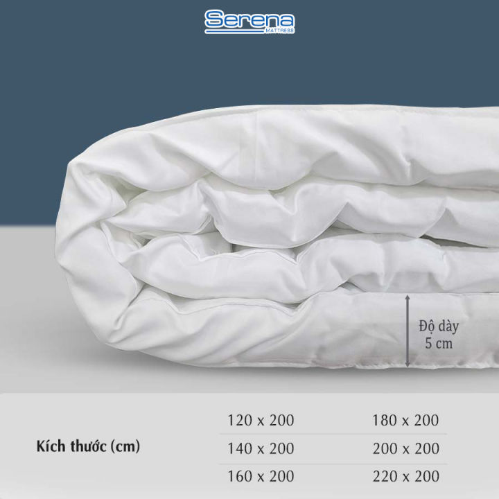 Đệm giường ngủ topper bông gòn microfiber SERENA cao cấp - tấm chăn lót đệm niệm topper toper nệm bông gòn trải sàn giường 1 người ngủ khách sạn dày 1m2 1m4 1m6 1m8 chính hãng