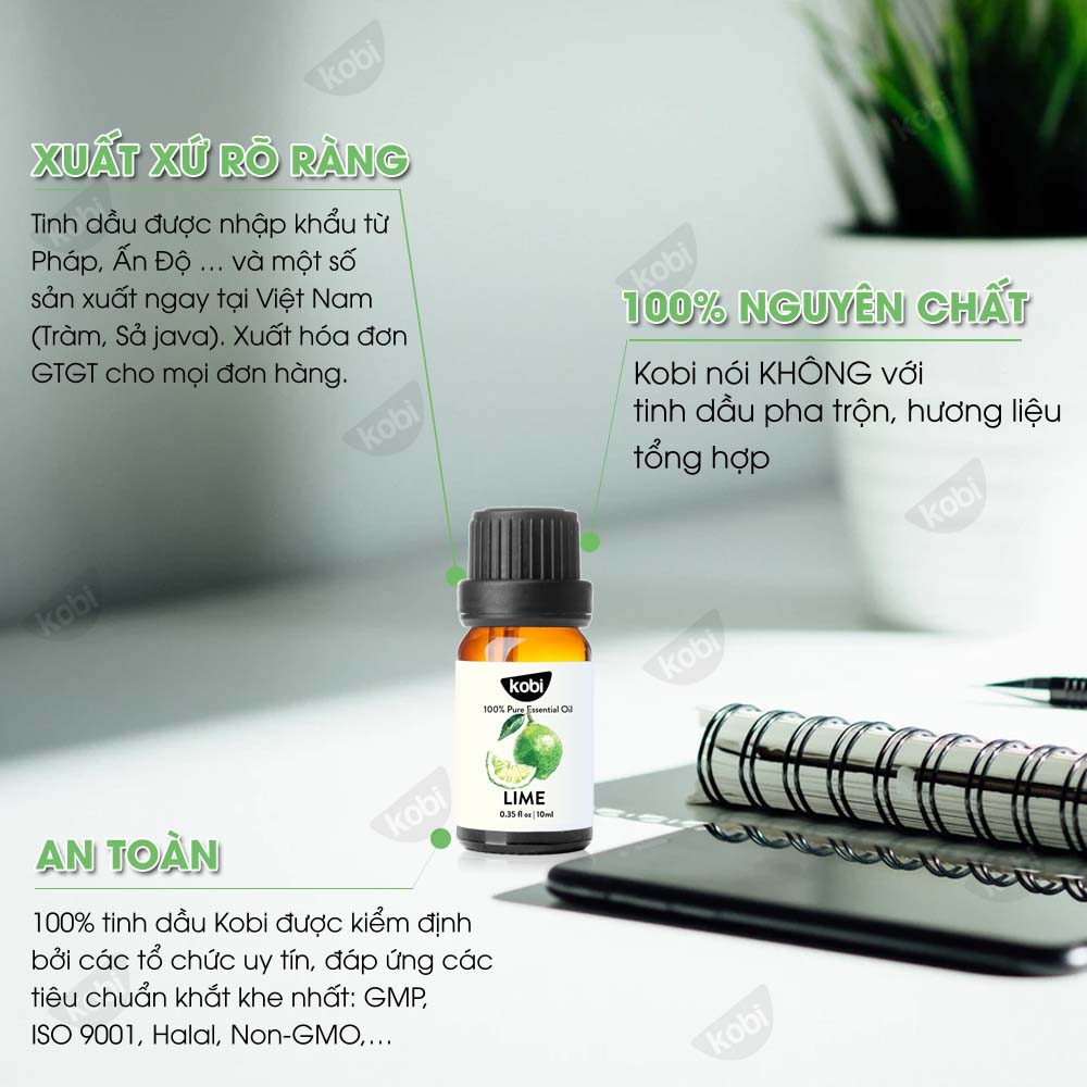 Tinh Dầu Chanh Sần Kobi Lime Essential Oil Giúp Giảm Căng Thẳng, Ngăn Ngừa Lão Hóa, Chống Nhiễm Trùng Hiệu Quả - 5ml