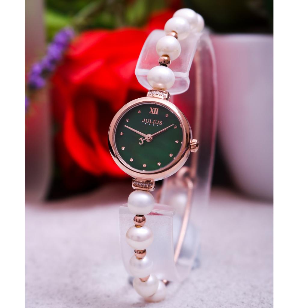 Đồng Hồ Nữ Chính Hãng Julius Cao Cấp Dây Ngọc Trai Chống Nước Kính Khoáng Đường Kính 22mm JA-1346D