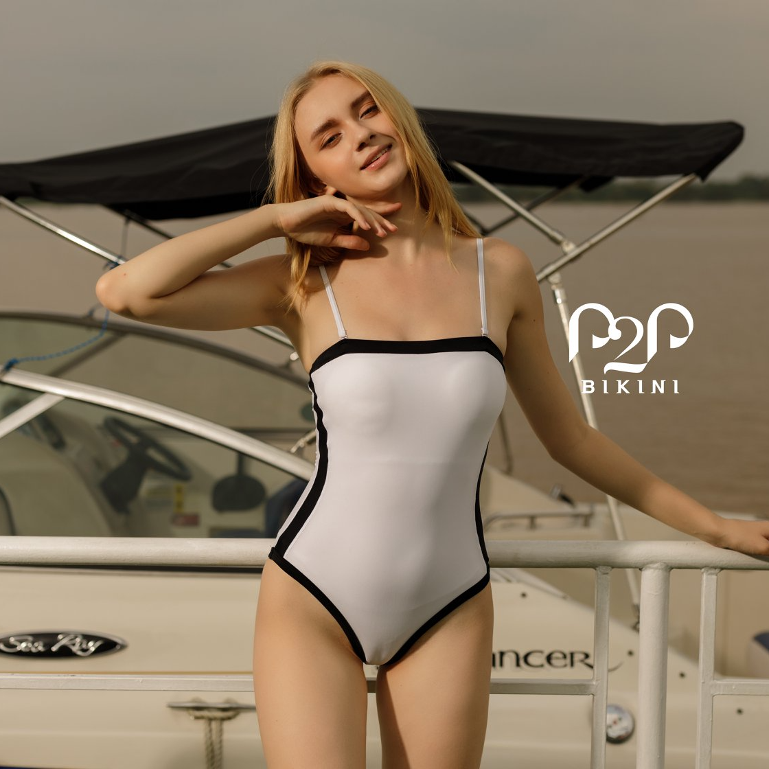 P2P BIKINI - Đồ bơi một mảnh hai dây basic kèm belt trắng - MN390M_HD