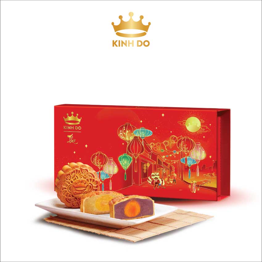 Hộp 2 bánh trung thu Kinh Đô &quot;Team Đậu Xanh - Khoai Môn&quot; (2 bánh x 150g)