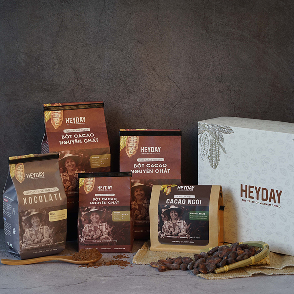 Cacao ngòi (cocoa nibs) - Nhân hạt cacao rang túi 250g - Ăn trực tiếp hay làm bánh, chocolate - Heyday Cacao