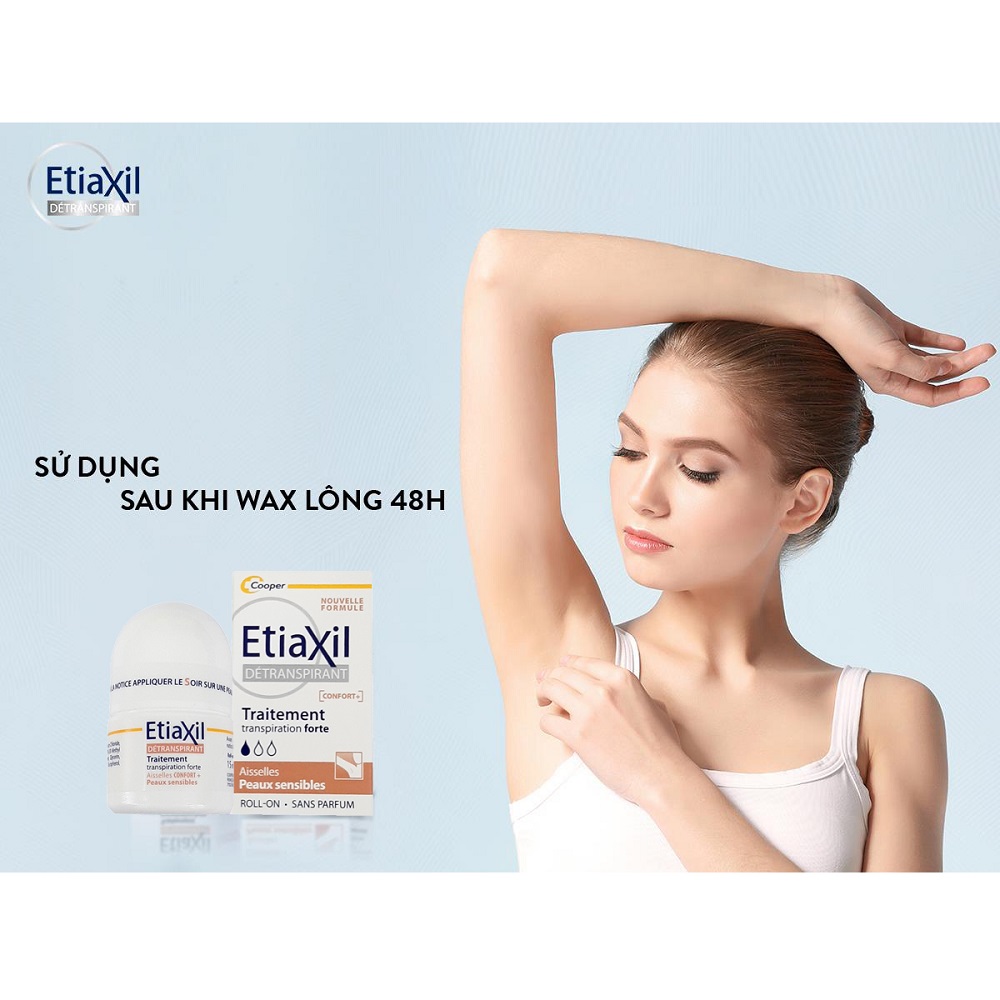 Lăn Khử Mùi ETIAXIL Détranspirant Traitement Confort+ Aisselles Peaux Sensibles 15ml (Dành Cho Da Siêu Nhạy Cảm) + Tặng 1 Móc Khóa Nhựa 2 Mặt