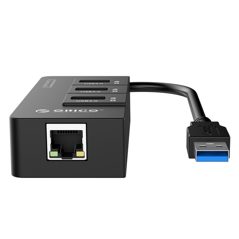 Hub 3 cổng USB 3.0 + chuyển đổi từ USB 3.0 sang RJ45 Orico HR01-U3 - Hàng nhập khẩu