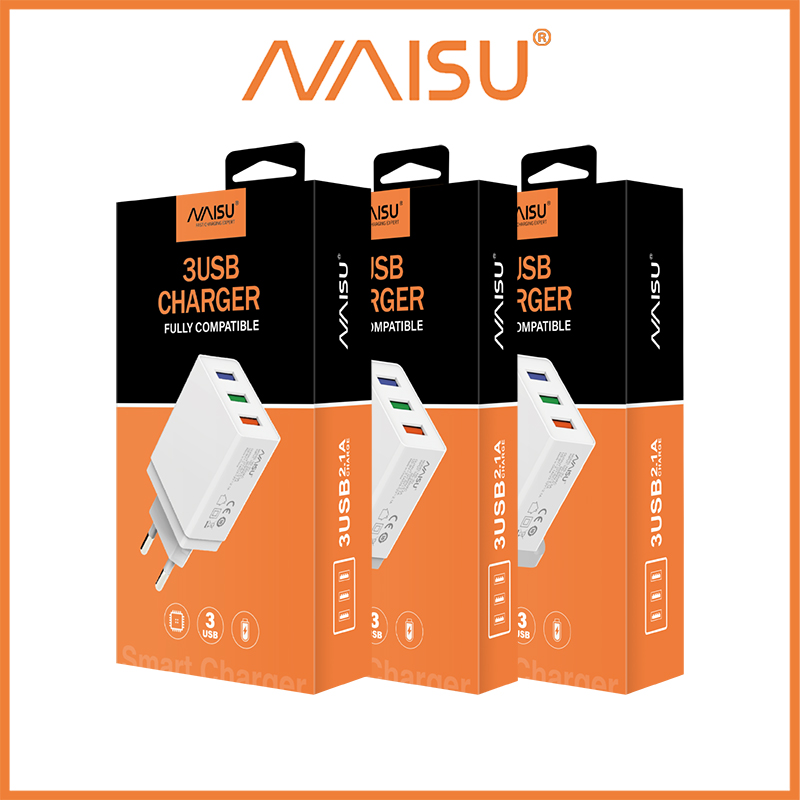 Bộ sạc nhanh, Naisu 3 cổng USB, cáp sạc tùy chọn, hỗ trợ đệm điện thoại IOS Android, NS-3U ID – 1815 - Hàng nhập khẩu