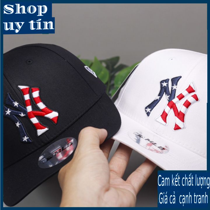 [ Miễn ship / giảm giá ] MŨ NÓN LƯỠI TRAI NAM NỮ NY THÊU CỜ  CAO CẤP - màu đen