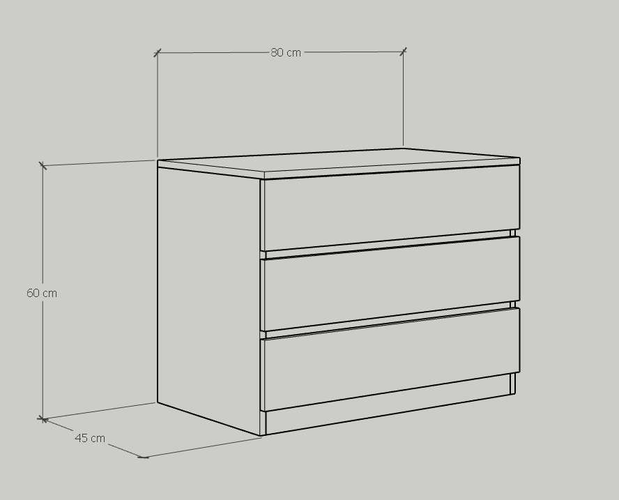 [Happy Home Furniture] OLA, Tủ đựng đồ 3 ngăn kéo, 80cm x 45cm x 60cm ( DxRxC), THK_088