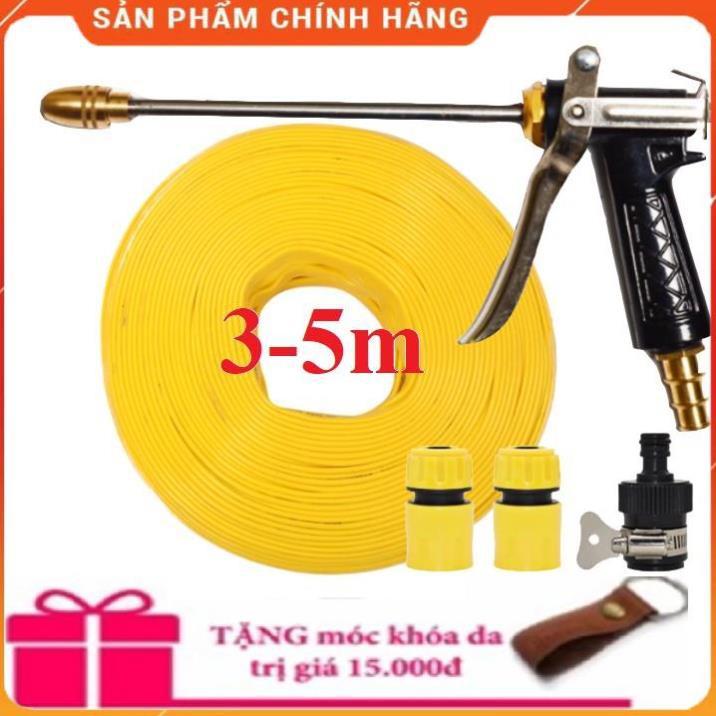 Bộ dây vòi xịt nước rửa xe,tưới cây ,tăng áp 3 lần, loại 3m,5m 206318 đầu đồng,cút,nối nhựa đen+ móc khoá