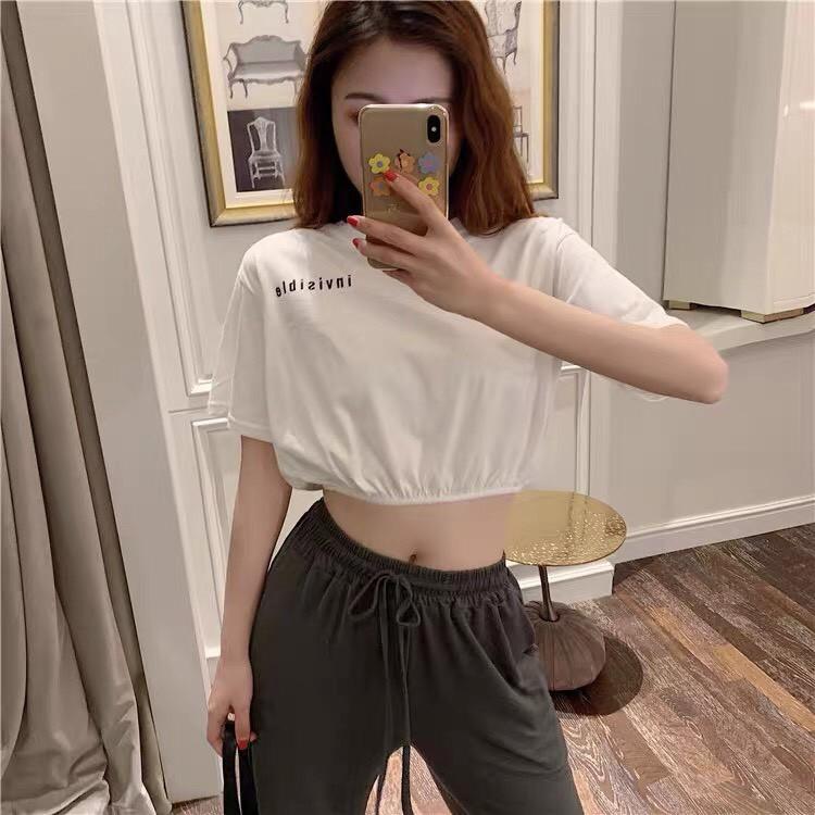 Áo Croptop Bo Gấu Invis Chất Liệu Cotton Xưởng May DCS
