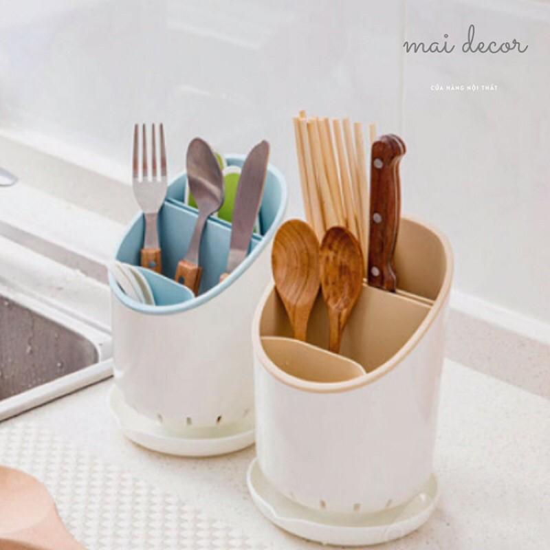 Ống đựng đũa muỗng nhựa PP thoát nước phong cách decor Bắc Âu