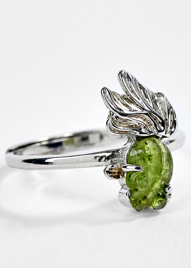 Nhẫn Bạc Cá 3 Đuôi Tourmaline Xanh Lá Ngọc Quý Gemstones