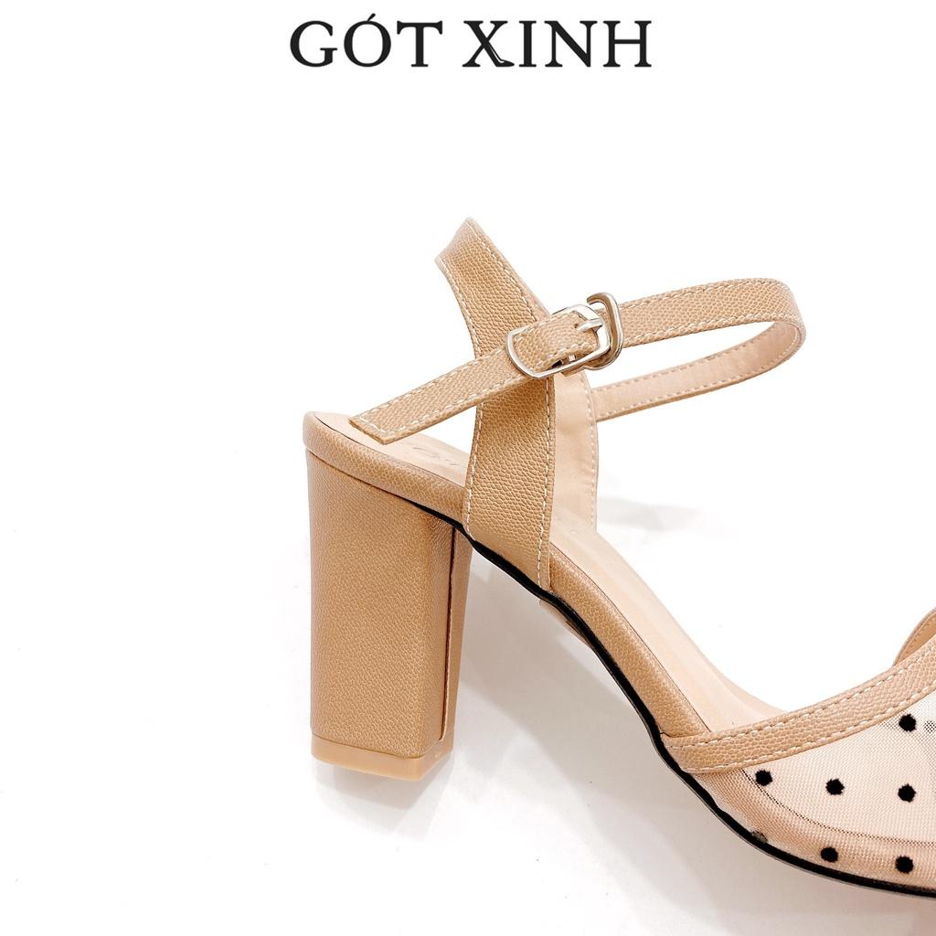 Giày sandal cao gót nữ GÓT XINH GX1 mũi vuông quai ngang đế cao 5cm