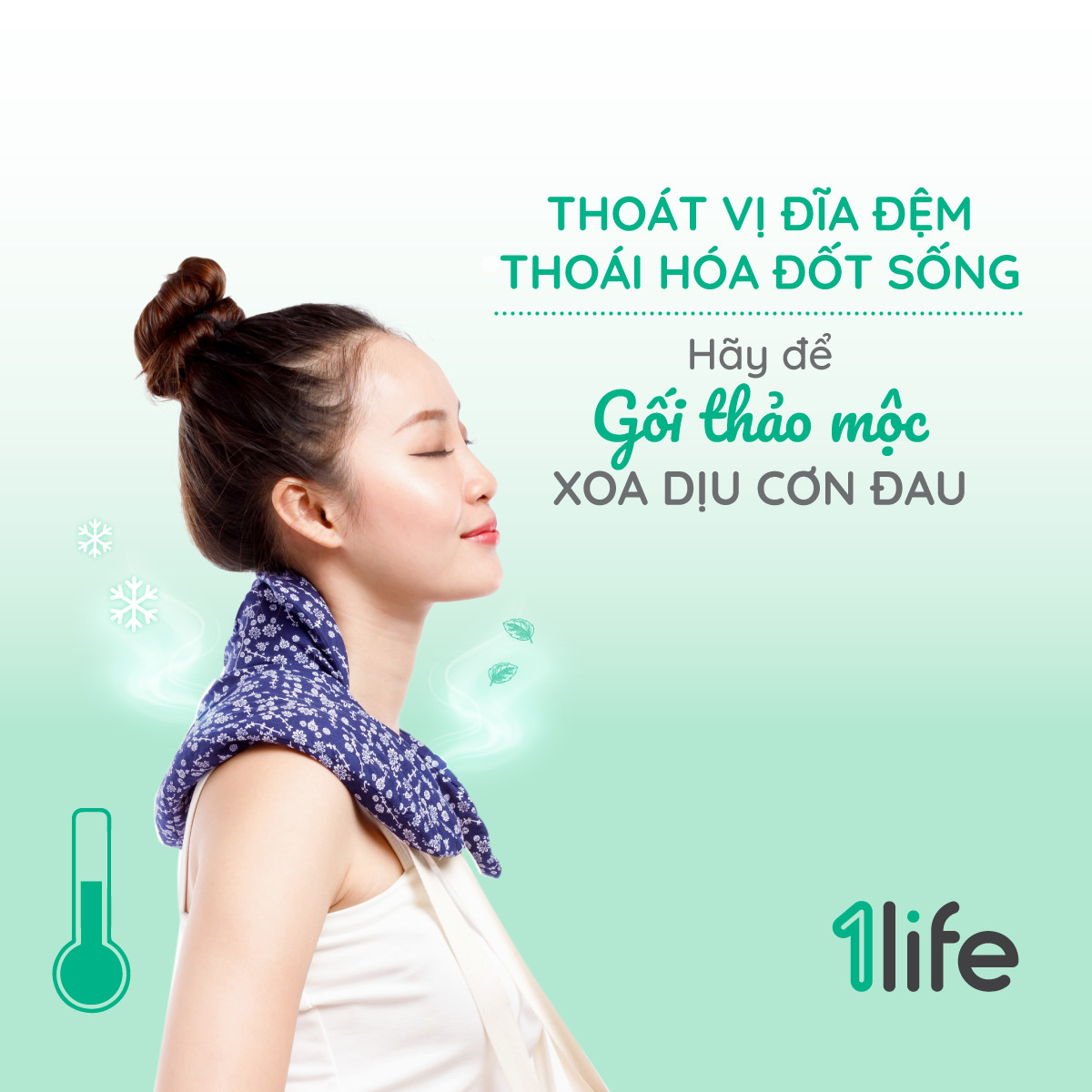 Gối thảo mộc chườm cổ vai gáy 1Life