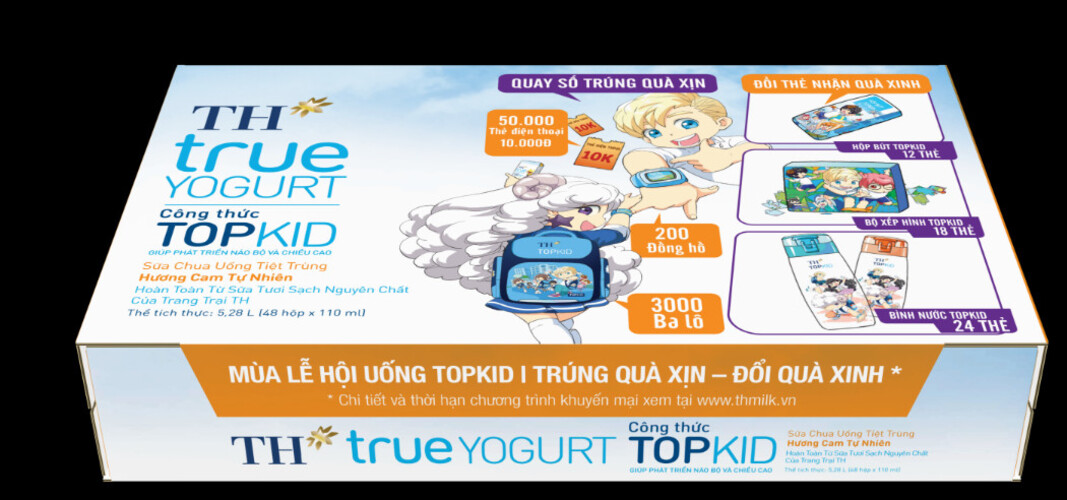 Thùng 48 hộp sữa chua uống tiệt trùng TOPKID hương cam tự nhiên TH True Yogurt 110ml (110ml x 48)