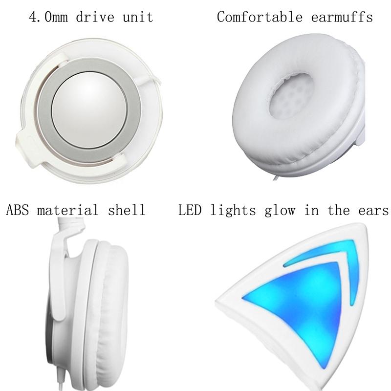Đèn LED Nghe Tai Mèo Có Trẻ Em Chơi Game Trên Tai Tai Nghe Âm Thanh Nổi 3.5Mm Jack Cắm Đa Năng Cho Điện Thoại Di Động Máy Tính Quà Tặng