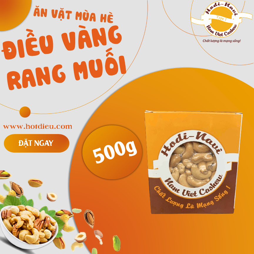 Điều vàng rang muối Hodi - NaVi hộp ép chân không 500g