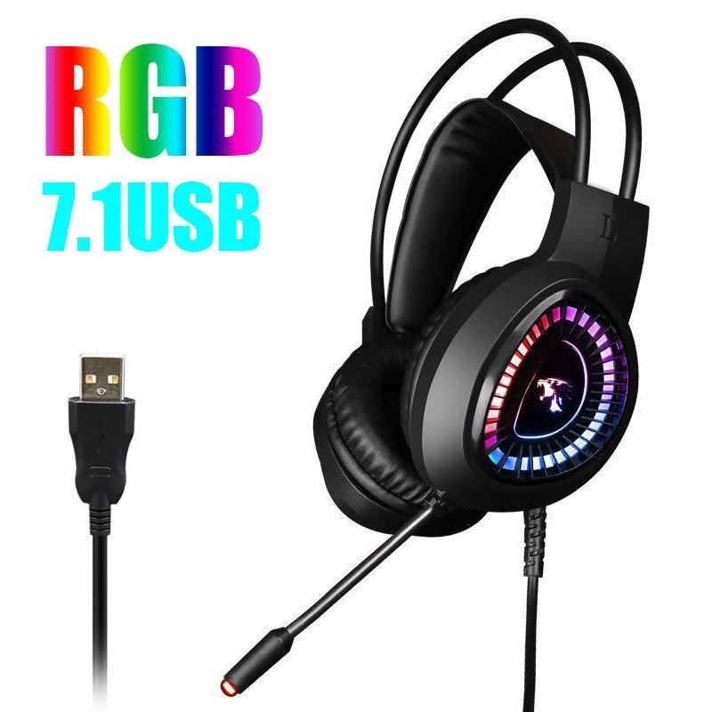 Tai Nghe Headphone Đầu Báo V1000 Led Cầu Vồng Jack USB 7.1 Nghe Hay