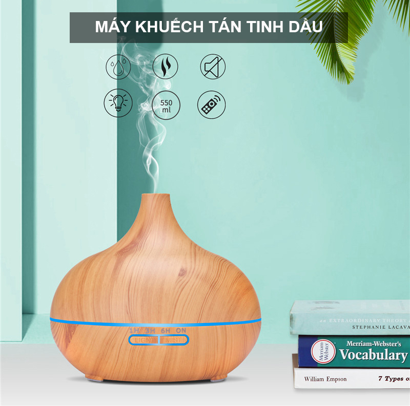 Máy xông tinh dầu vân gỗ Cổ Cao 500ml có remote hàng chính hãng Venado