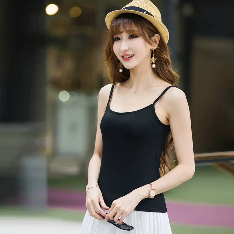 Áo 2 dây cotton trơn 4 màu cho nàng chọn