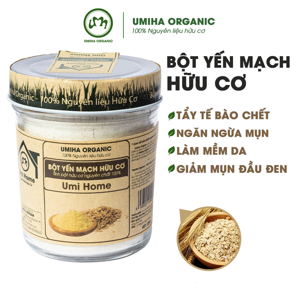 Bột Yến Mạch Nguyên Chất UMIHOME (135g) - Dùng cho đắp mặt, tẩy da chết, loại bỏ mụn nám tàng nhang hiệu quả