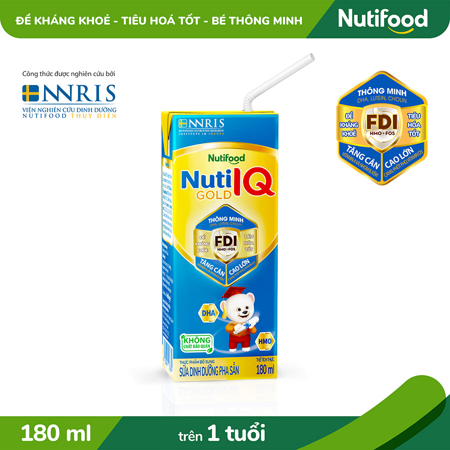 Thùng 48 hộp Sữa Bột Pha Sẵn Nuti IQ Gold 180ml