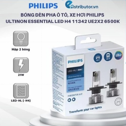 Bóng Đèn Pha Ô tô, Xe hơi Philips Ultinon Essential LED H4 11342 UE2X2 6000K