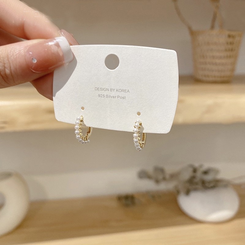Khuyên tai tròn đính ngọc mini size đơn giản kiểu hàn quốc