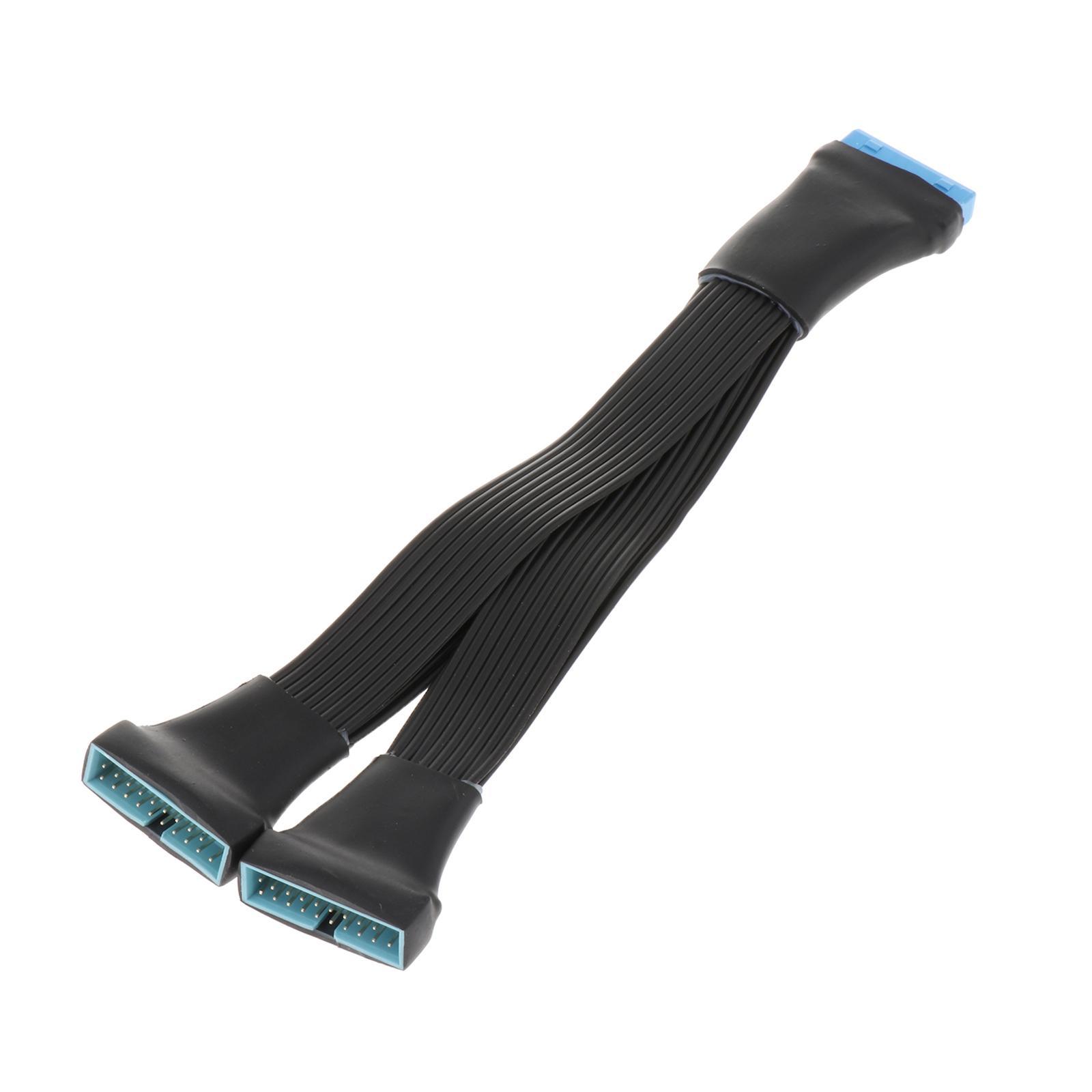 19 Pin USB Header Male 1 to 2 Female USB Cable Connector for Motherboard