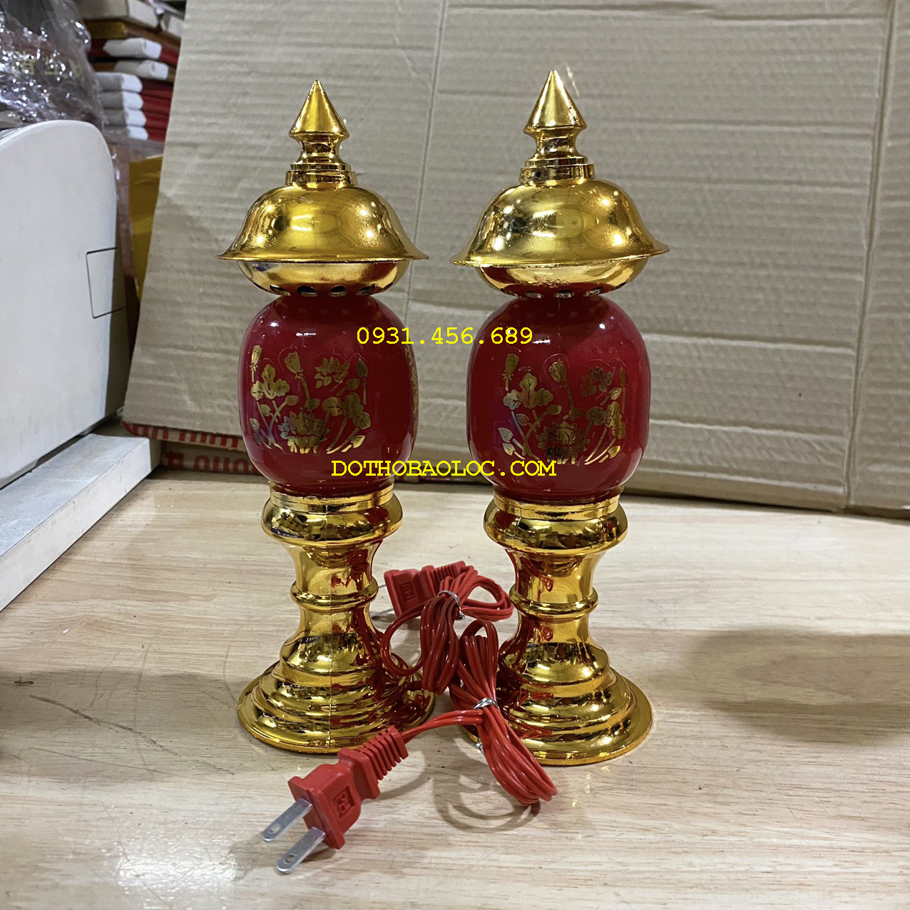 Đèn thờ phú quý cao 22cm ngang 7cm