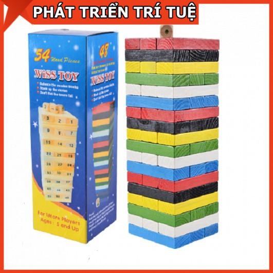 Đồ Chơi Rút Gỗ Màu 54 Thanh Size To - Domino Màu Cho Bé