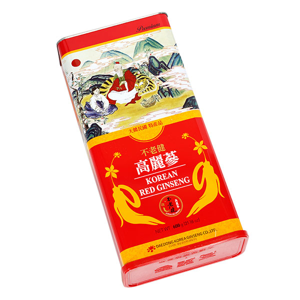 Hộp Hồng sâm khô nguyên củ Daedong Korea 6 năm tuổi - 600 Grams