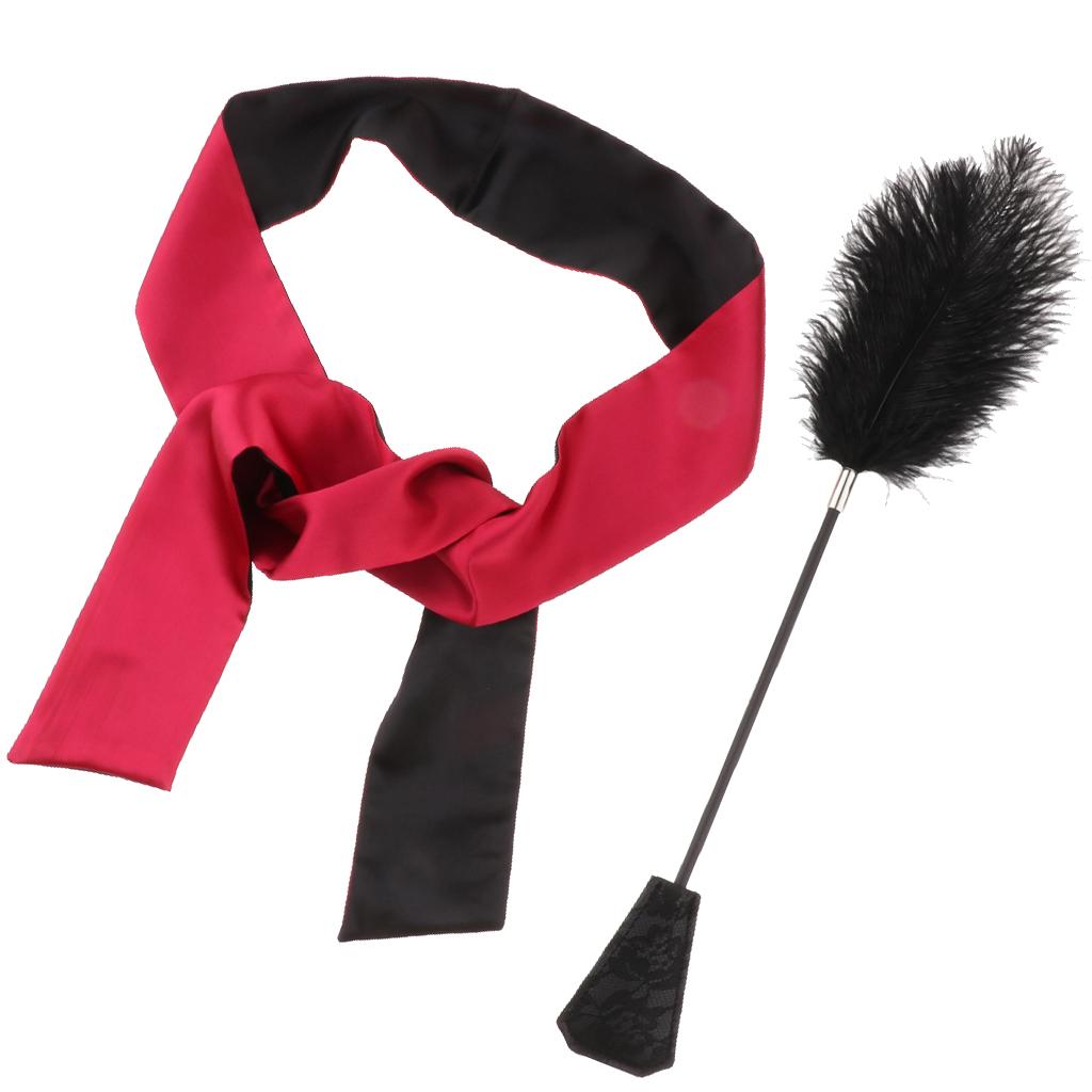 Faux Feather    Adults Toy Satin Eye  Blindfold Kit