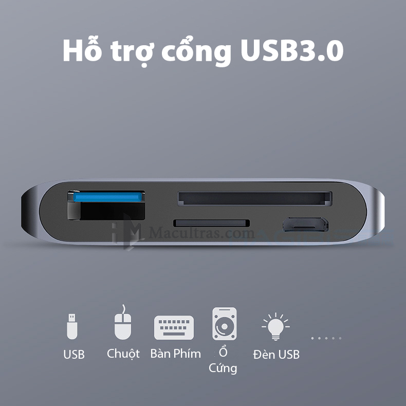 Cáp đa năng Hagibis Usb Type C To SD/TF Card/USB - Hàng chính hãng