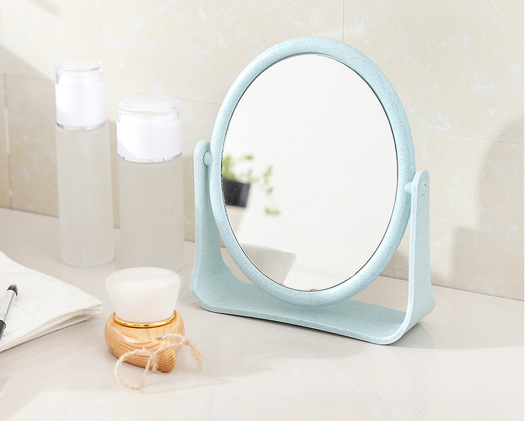 Gương Trang Điểm Lúa Mạch 2 Mặt Hình Oval Size 18x15cm Xoay 360 Độ