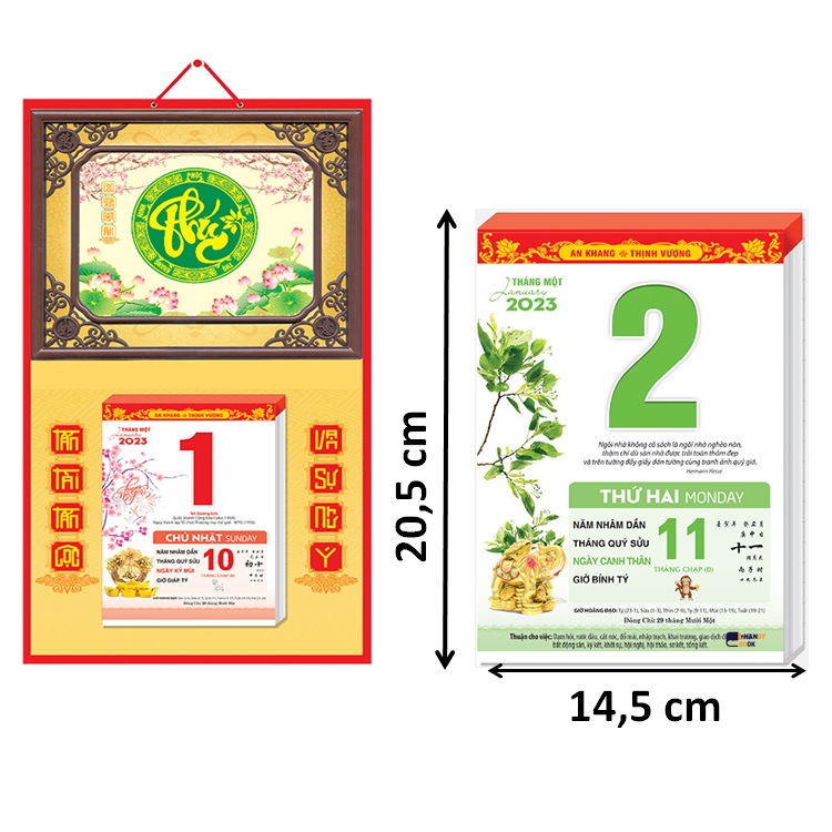 Lịch Bloc 2023 - Bloc lịch kích thước 14,5 x 20,5 cm – Lịch Phong Thủy – NH11