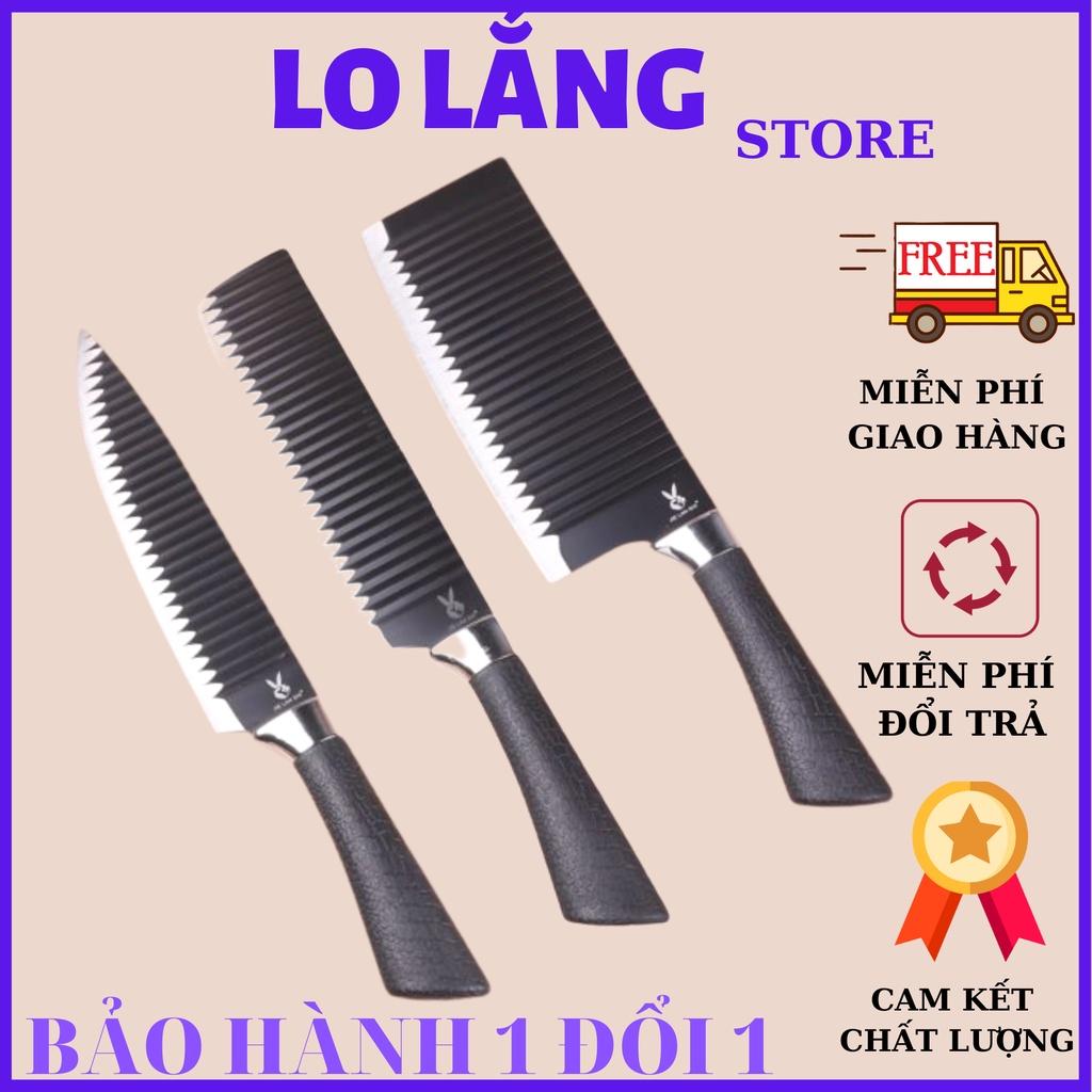 Bộ 3 dao Nhật Bản thép không gỉ siêu bén thân dao gợn sóng chống dính  cao cấp